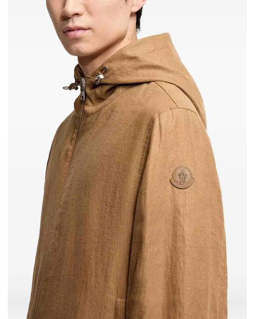 Moncler Brown Duguay Hooded Logo-Patch Windbreaker for men