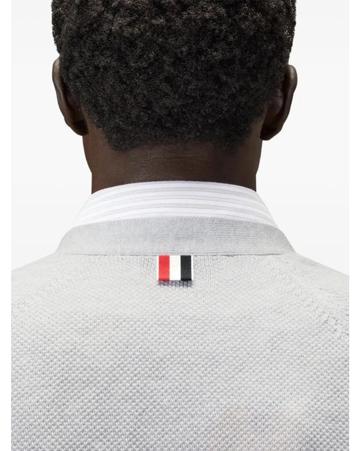 Thom Browne White 4-Bar Relaxed-Fit Cardigan for men