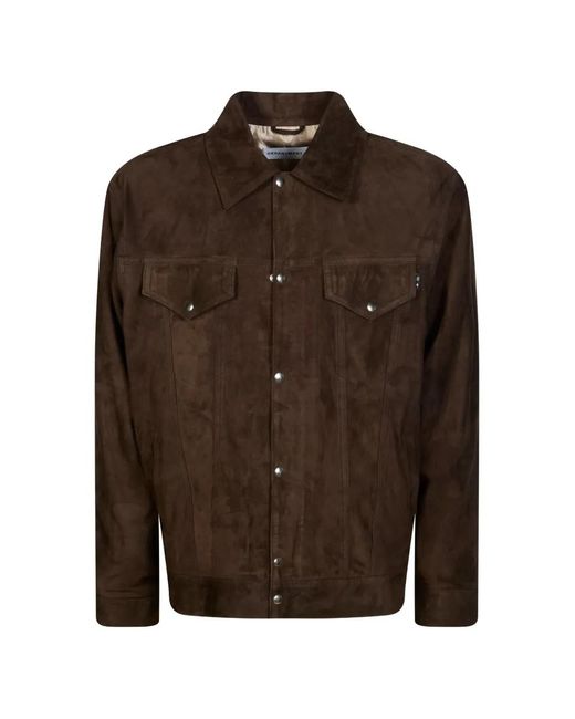 Department 5 Brown Buttoned Suede Jacket for men