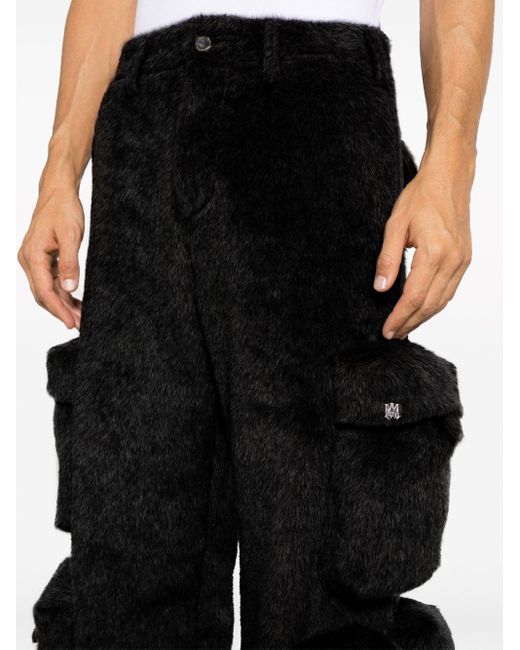 Amiri X Browns Black Faux-fur Cargo Trousers - Men's - Viscose/wool/alpaca for men