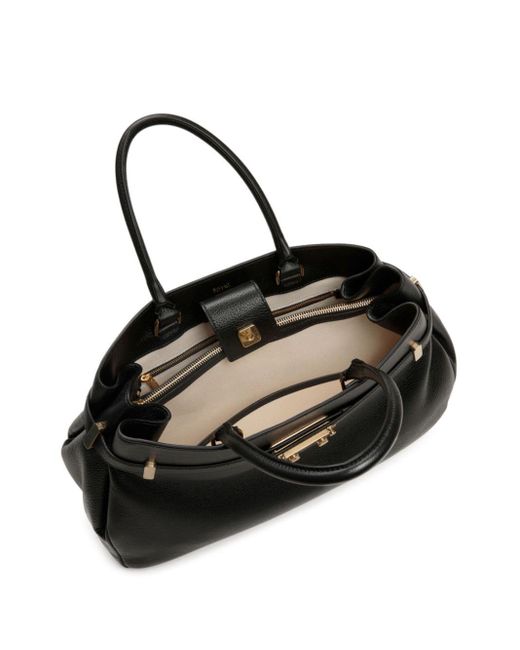 Bally Black Grained Leather Tote Bag