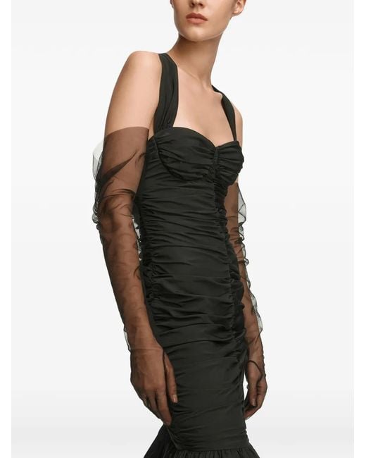 12 STOREEZ Black Pavlova Ruched Taffeta Dress