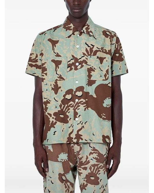 NOMARHYTHM Gray Camouflage-Print Short-Sleeve Shirt for men
