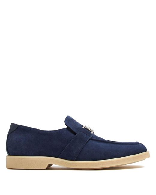 Stuart Weitzman Blue Suede Horsebit Loafers for men