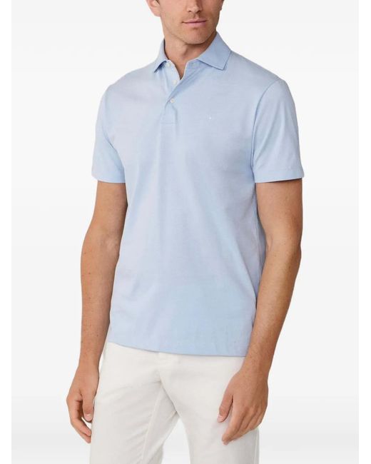 Hackett Blue Embroidered Cotton Polo Shirt for men
