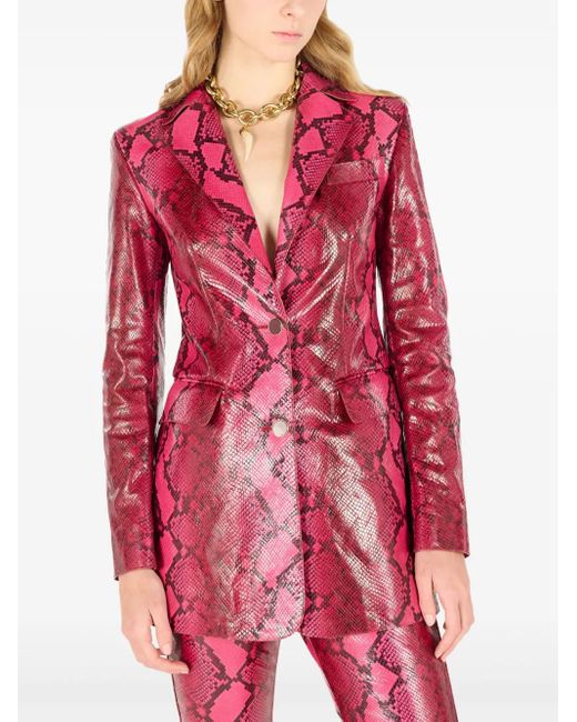 Roberto Cavalli Pink Snake-Print Blazer