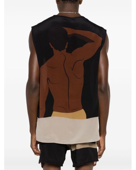 Amir Slama Black Graphic-print Silk Tank Top for men