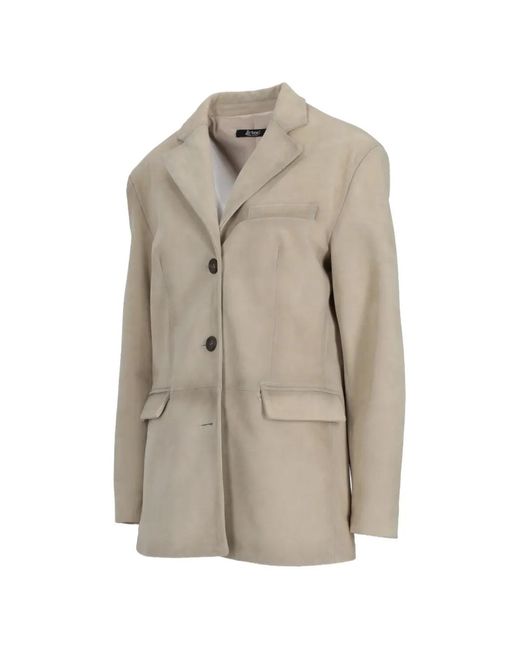 LA ROSE Natural Button Suede Jacket