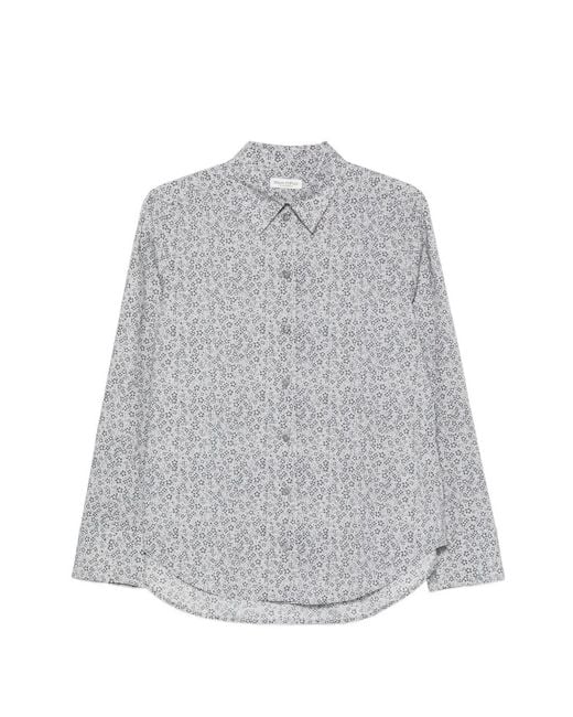 Marc O' Polo Gray Floral-Print Long-Sleeve Shirt