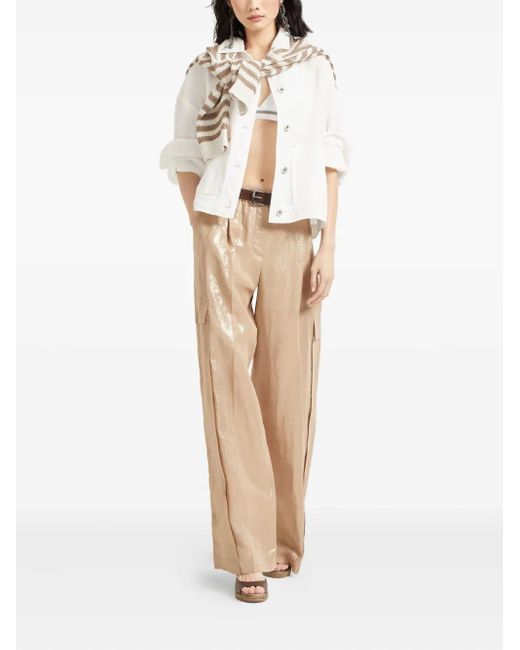 Brunello Cucinelli White Striped Sweater