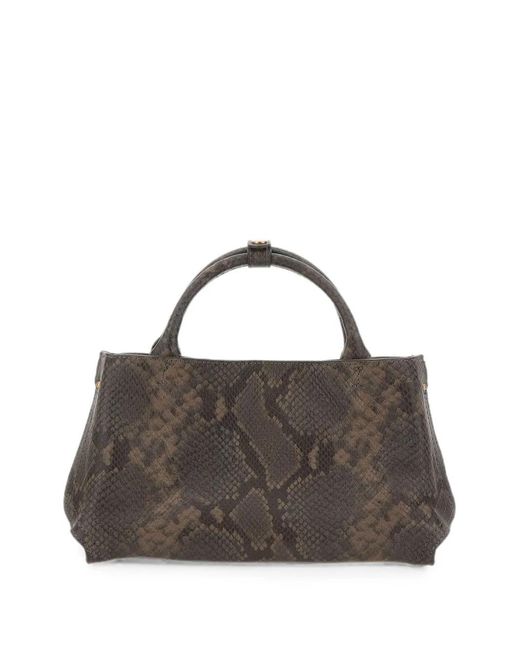 Gianni Chiarini Brown Small Amal Python-Effect Tote Bag
