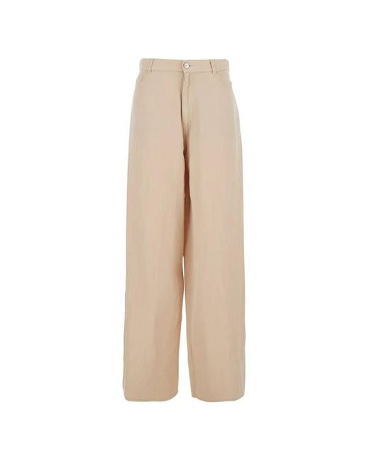 Pantalones Palazzo Con Trabillas Jucca de color Natural