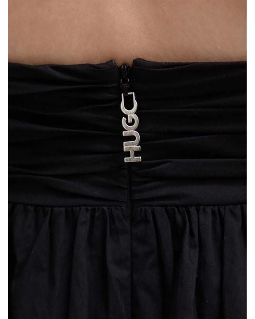 HUGO Black Gerafftes Minikleid mit Schleifenverschluss