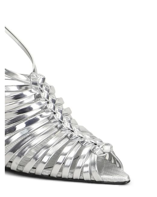 Sergio Rossi White Wovenia Strappy Sandals