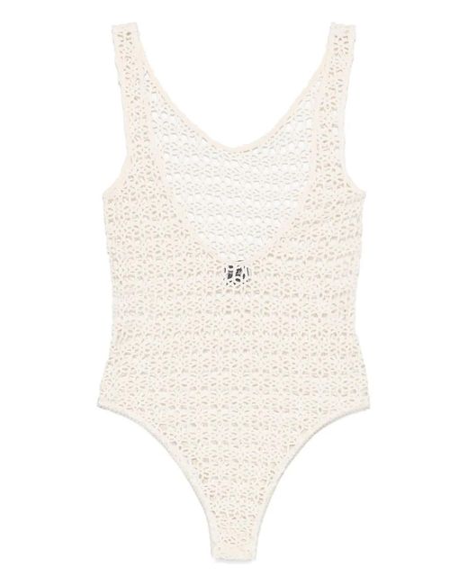 Alysi White Macramé Bodysuit