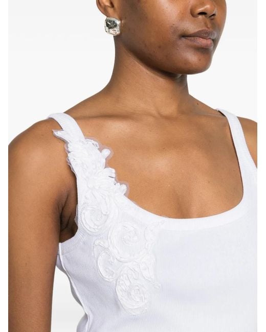 ERMANNO FIRENZE White Appliqué Tank Top