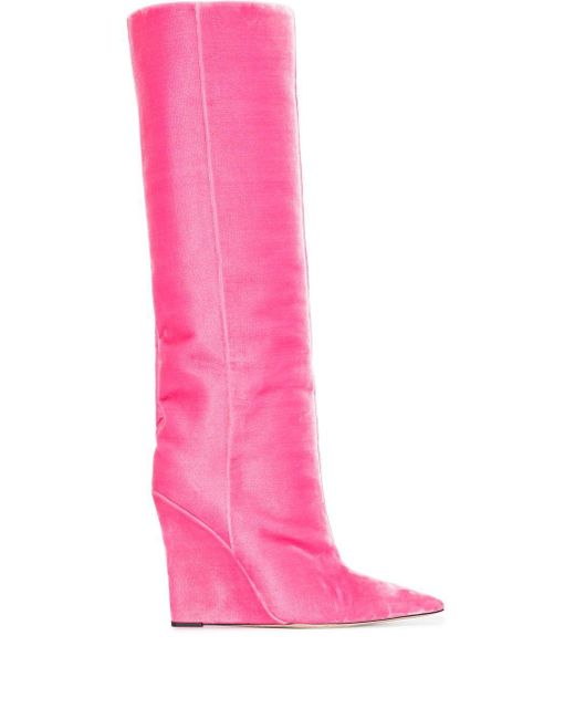 Jimmy Choo Leather Baku 110mm Wedgeheel Boots in Pink Lyst UK