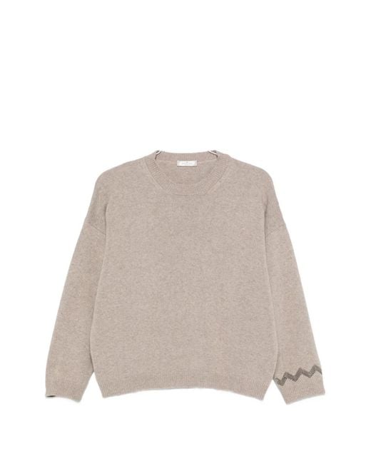 Panicale Natural Bead-Embellished Drop-Shoulder Sweater