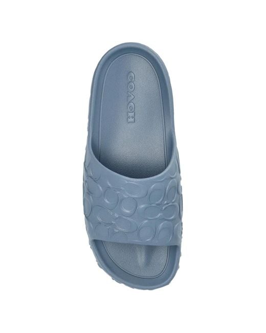 COACH Blue Bay Embossed Slides for men