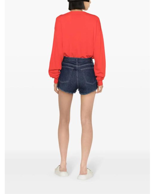 Moschino Red Logo-Embellished Crew-Neck Jumper
