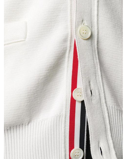 Thom Browne White Tricolour 4-Bar Cardigan for men