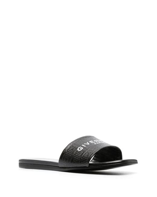 Givenchy White Embossed Logo-Print Slides