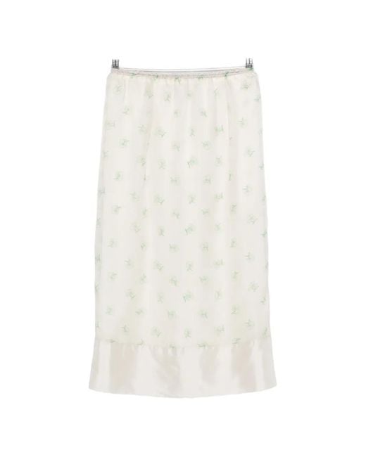 Carven White Floral-Print Midi Skirt