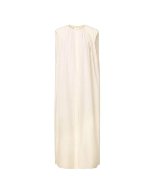 Loulou de Saison White Button-Fastening Midi Dress