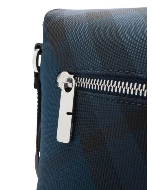 Burberry Blue Grid Messenger Bag for men