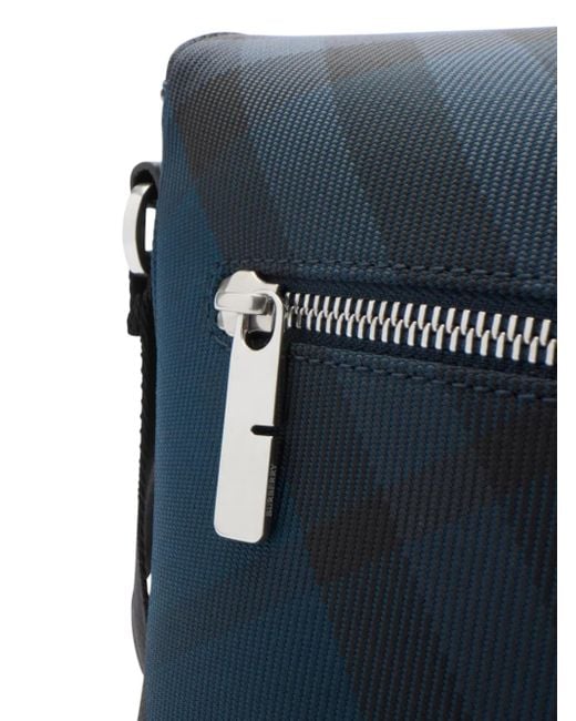 Burberry Blue Grid Messenger Bag for men
