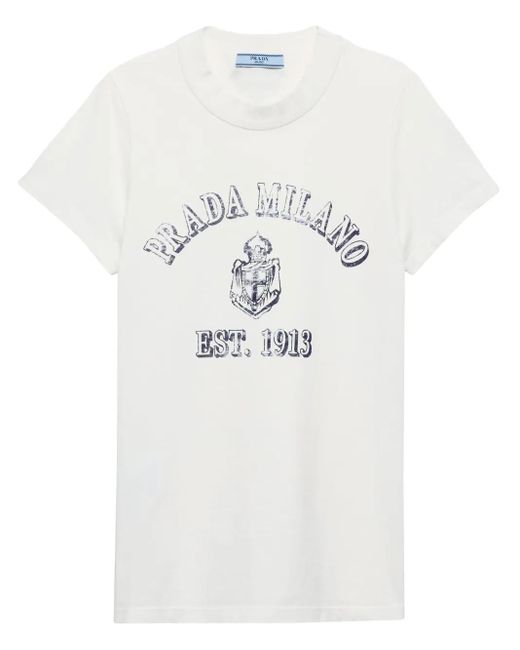 Prada T-Shirt Met Print in het White