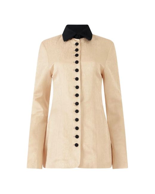 Rosie Assoulin Natural Buttoned Collar Jacket