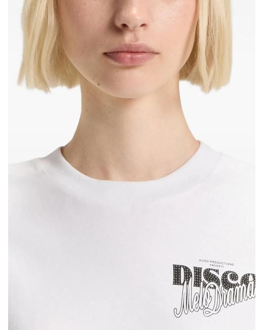 HUGO White Disco-Print T-Shirt
