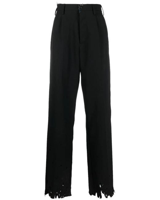 Marni Black Distressed Straight-Leg Cut Trousers for men