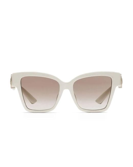 Dolce & Gabbana White Logo-Plaque Square-Frame Sunglasses