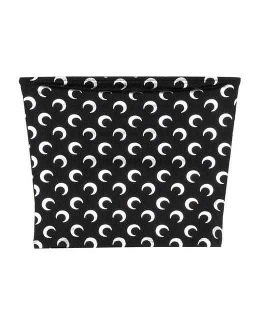 MARINE SERRE Black Moon-Print Top
