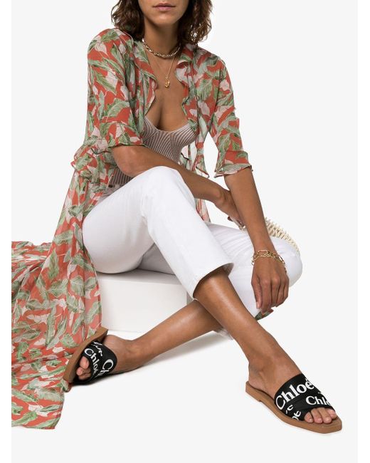 chloé canvas logo sandals
