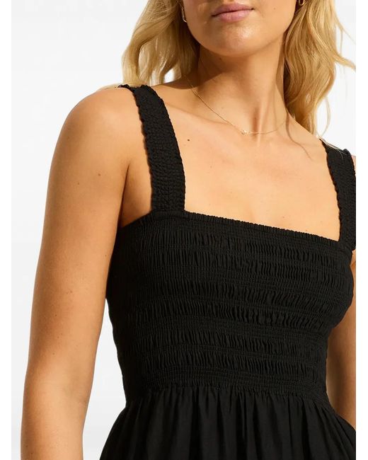 Seafolly Black Faithful Shirred Tiered Midi Dress