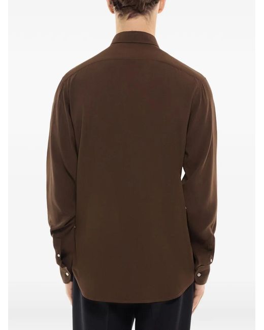 Fursac Brown Long-Sleeve Button-Down Shirt for men