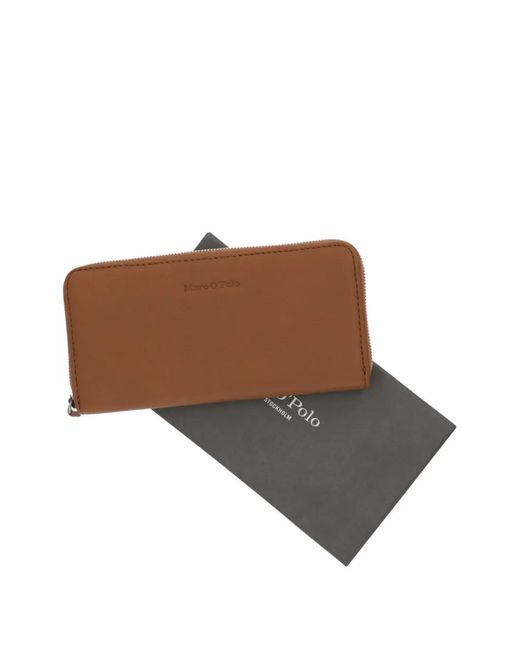 Marc O' Polo Brown Logo-Debossed Zip-Around Wallet