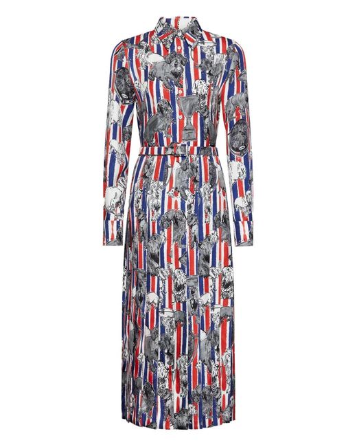 Thom Merillin Robe Thom Browne Twill Pleated Hector Midi Dress in White | Lyst UK