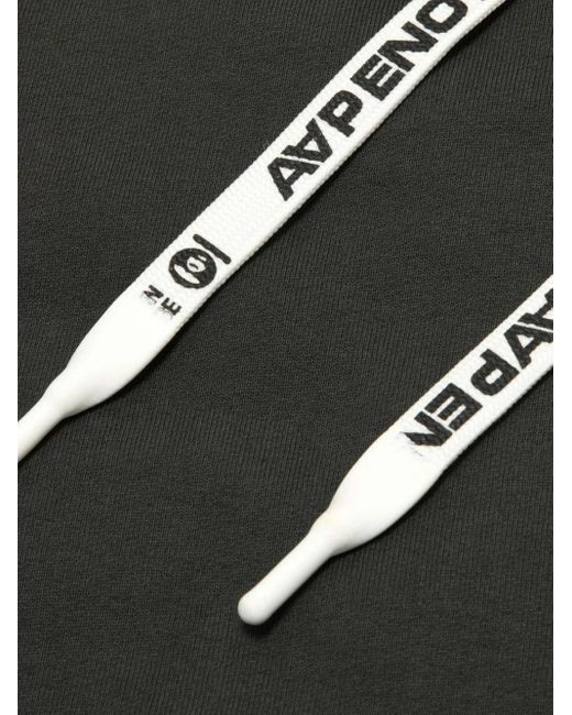 Aape By A Bathing Ape Black Logo-Appliqué Zip-Up Hoodie for men