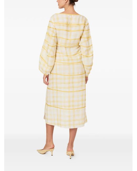 Rosie Assoulin White Plaid Bell-Sleeve Dress