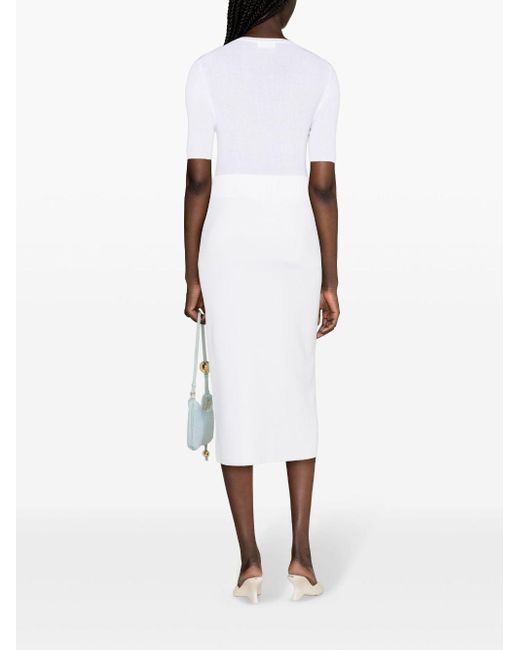 P.A.R.O.S.H. White High-waist Midi Skirt