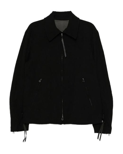 The Viridi-anne Black Wool Zip-Up Jacket for men