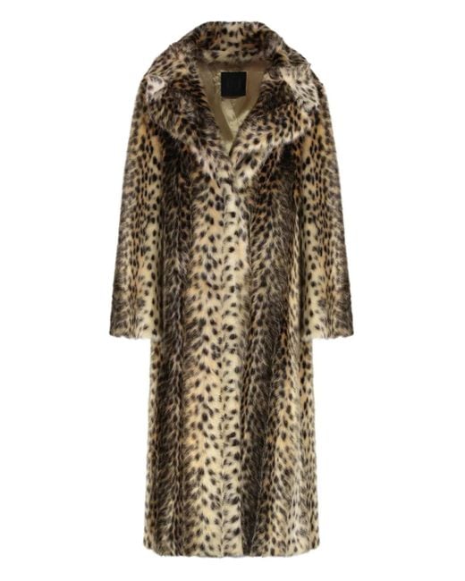 BB COUTURE Brown Leopard-Print Faux-Fur Coat