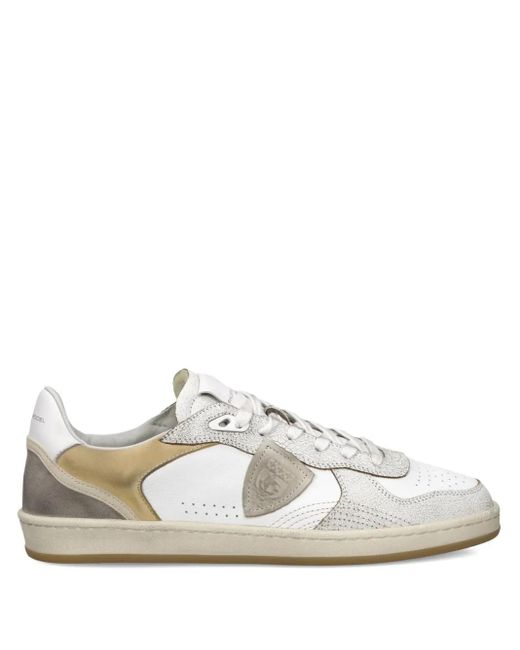 Zapatillas de piel a paneles Philippe Model de hombre de color White
