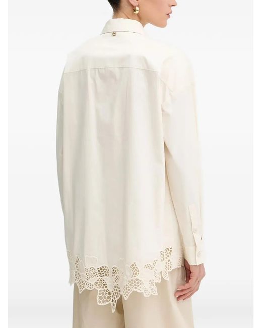 Marciano White Floral-Appliqué Pocket Shirt