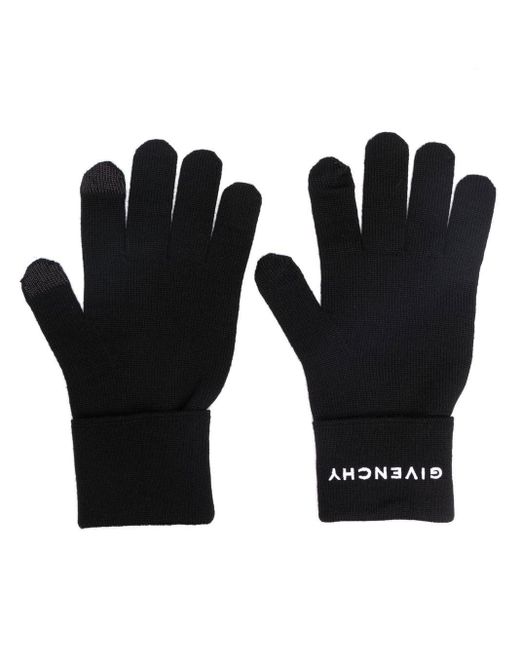 Givenchy Black Logo-embroidered Knitted Gloves for men