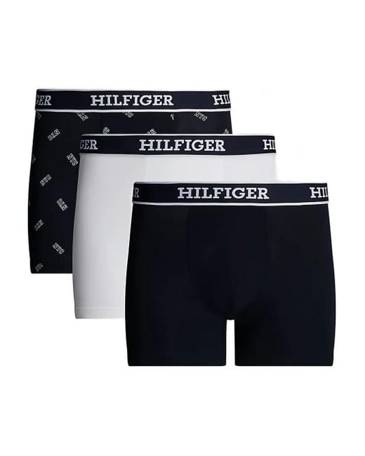 Tommy Hilfiger Blue Logo-Waistband Boxers (Pack Of Three) for men